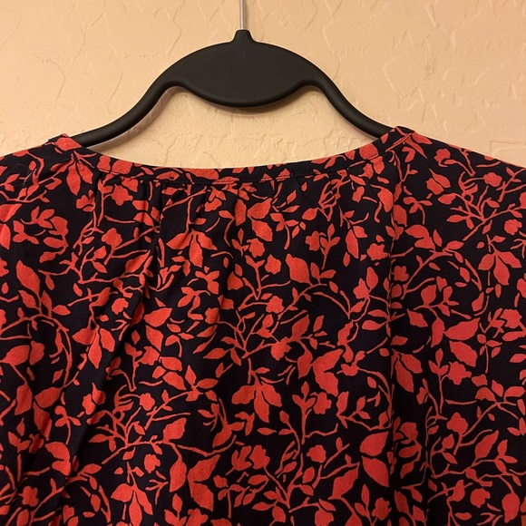 LOFT Petites Black & Burnt Sienna Leaf Print Mini Dress/Tunic Top - Picture 13 of 15